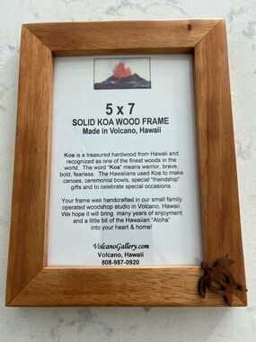 NEWAuthentic Solid Koa Wood Frame 5x7 - Handmade in Volcano Hawaii - Honu Turtle